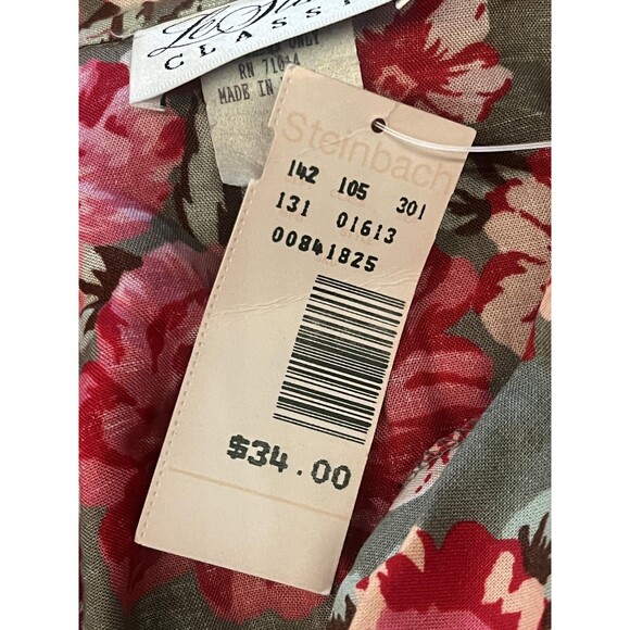 Le Studio Classic Shirt Womens Large Pink Red Green Floral Button Up Rayon USA - Picture 6 of 8